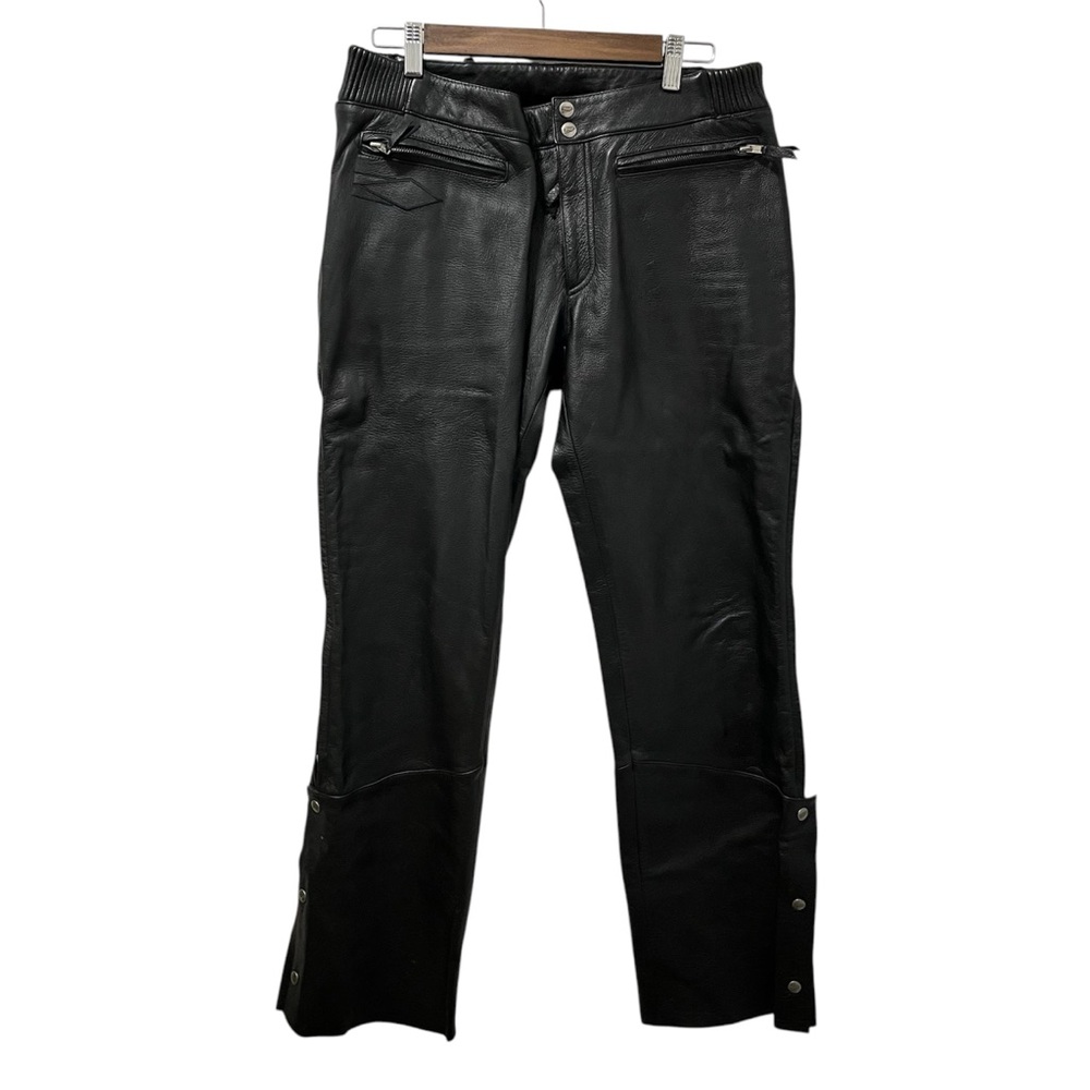 Power Trip Black Leather Motorcycle Pants